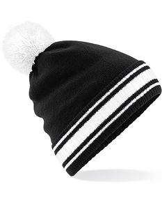 Beechfield Unisex Pom Pom Beanie Stadium Beanie B472 Multicoloured Black/White One Size