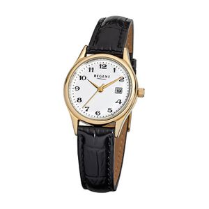 Regent Leder Damen Uhr F-835 Quarzuhr Armband schwarz D2URF835