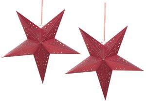 BELIANI Súprava 2 vianočných hviezd červená 60 cm trblietavé závesné papierové vianočné ozdoby