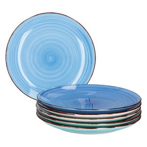 6ks Modrý talíř venkovský styl Ø27cm jídelní talíř 6 odstínů modré Sea/Ocean Optics kamenina