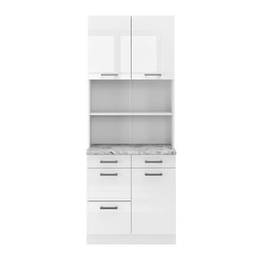 Livinity® Küchenblock R-Line, 80 cm mit Arbeitsplatte, Weiß Hochglanz