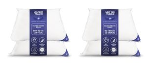 4 Stück X Dreikammerkissen  80x80 cm 1600 Gr. Daunen Premium Hotel Qualität Kissen Kopfkissen Dekokissen Schlafkissen Schlaf Kissen Daunenkissen Welt der Träume