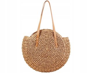 Strandtasche - Eko Strandtasche - Sommerhit - Strohtasche Einkaufen - Elegante Form - Raffiabast Tasche - Praktische Reißverschlusstasche