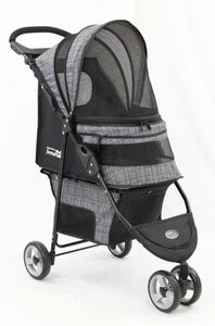 InnoPet ® buggy Avenue - IPS-033/BG - grau gemustert - inkl. Regenhaube Hundebuggy Pet Stroller Hundewagen