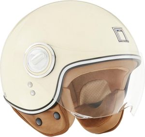 Trendiger Jethelm für den Roller - Modischer Helm für den Roller - Rollerhelm - Mopedhelm - Motorradhelm -  Creme M
