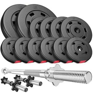 Hop-sport Sada činek 38kg | Činkový set s hřídeli a rovnou tyčí | Nastavitelné činky Hop-sport Sada činek 38kg | Činkový set s hřídeli a rovnou tyčí | Nastavitelné činky