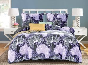 Teddy Bettwäsche Violett Blumen 135x200 Bettbezug-Set mit Kissenbezug 2teilig mit Reißveschluss Kuschelige Plüsch Fleece Winter Warme Kuschelbettwäsche