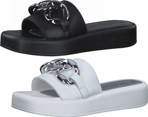 MARCO TOZZI Damen Leder Clogs Pantoletten Kette Plateau 2-27280-28 , Größe:40 EU, Farbe:Schwarz