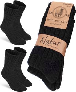 BRUBAKER 2 páry vlnených ponožiek - zimné ponožky pre mužov a ženy - teplé zimné ponožky - termo ponožky, čierne, veľkosť 43-46