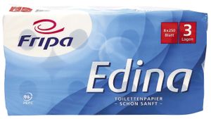 Fripa Toilettenpapier Edina 3-lagig hochweiß 8 Rollen à 250 Blatt