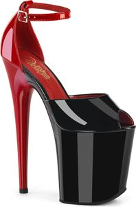 FLAMINGO-868 Damen Sandale von Pleaser, Schwarz Rot , EU 40, US 10