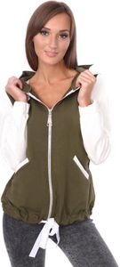 Cardigan Sweater Jacke mit Kapuze 2 Farbig; Khaki/S/M 36/38