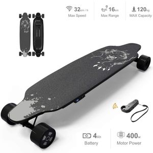 Longboard Elektro Skateboard 4 Räder mit Fernbedienung , Leopart schwarz   400W Motor E-Board ,LG-Akku HB10 ， max zu 120kg