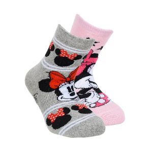 Kinder Antirutsch-Socken 'Disney Minnie Mouse'  2er Pack, grau/rosa, Größe:23-26