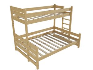 Patrová postel s rozšířeným spodním lůžkem PPS 003 (Rozměr: 90/140 x 200 cm, Umístění žebříku: vpravo, Barva dřeva: bezbarvý lak)