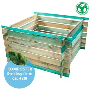 Komposter Holz Kompostbehälter 100x100x70 480L Kompostsilo Kompost Steckkomposter