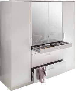 Aachen Drehtürenschrank mit Spiegel 4-türig 135 cm Weiß