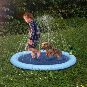 Splash Pool Ø100cm - Sprinkler Wasser-Spielmatte mit Anti-Rutsch Beschichtung - Sprinklerpool für Kinder, Hunde - Planschbecken