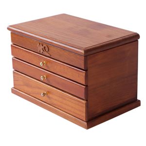 4 Schichten Schmuckkästchen Holz mit Spiegel+ 3 Schubladen Schmuckkoffer Schmuckaufbewahrung Organizer (braun) Geschenk für Mädchen Damen