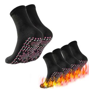 3Paar  Beheizte Socken, selbstheizende Socken,Massagesocken fuer Maenner und Frauen, Fusswaermersocken (schwarz)