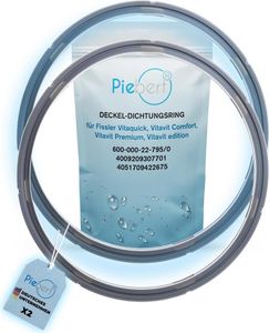 2x Dichtung 39156 22cm für Fissler Vitaquick, Vitavit Comfort Vitavit Premium Vitavit edition Schnellkochtöpfe Deckel-Dichtungsring, grau, Silikon, 22cm Innen⌀, 24,5cm Außen⌀ wie 600-000-22-795/0