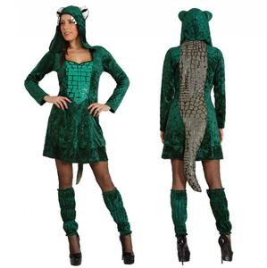 Krokodil Kostüm Mango grünes Kleid für Damen