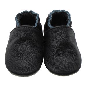 Weiche Yalion Baby Krabbelschuhe Lauflernschuhe Lederpuschen aus echtem Leder  Einfarbig Schwarz ( 18-24 M, EU 23-24)