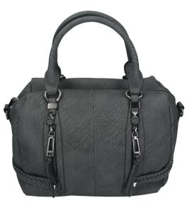 Damen Handtasche MILANO 2 Henkeltasche Umhängetasche mit Reißverschluss  Farbe: grau