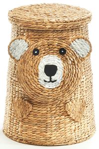 Kôš na bielizeň Kobolo Storage Basket BEAR - Water Hyacinth - Motiv Bear