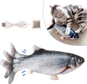Katzenspielzeug Fisch, Katzenminze elektrische Puppe Fisch, Simulation Elektrisch Spielzeug Fisch mit USB Charge, Interaktives Spielzeug für Haustiere (Schwarz)