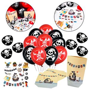 Oblique Unique Piraten Party Kindergeburtstag Deko Set - Luftballons + Geschenktüten + Tattoos + Augenklappen