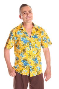 FINE49 retro Kahekili Hibiskus Hawaii Hemd Hawaiian Shirt, Größe:2XL, Farbe:gelb