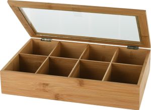 Excellent Houseware Teebox mit 8 Fächern Bambus