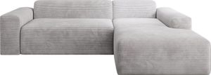 Juskys Sofa Vals Rechts mit POSO Stoff - Ecksofa Couch Wohnzimmer modern - Hellgrau