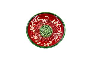 Kaladia Keramik Teller Rot & Grün - handbemalte Teller mit schönemNachbildung - Reibeteller -  Spain