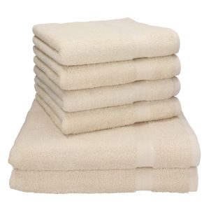 Betz 6-tlg. Handtuch-Set PREMIUM - 2 Liegetücher 4 Handtücher 100% Baumwolle  Farbe: sand