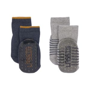 Lässig Anti-Rutsch-Socken 2 Paar blau / grau, Größe 15-18