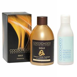 COCOCHOCO Gold Keratin Haarglättung Set 250 ml + Reinigendes Shampoo 150 ml