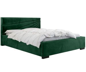 GRAINGOLD Doppelbett mit Kopfteil 120x200 cm Role - Bett mit Lattenrost und Bettkasten - Grün