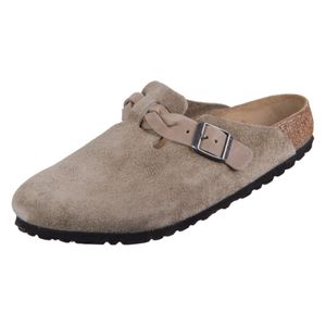 Birkenstock Boston Geflochtene Damen Taupe Wildleder Clogs