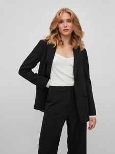 VILA Damen Oversized Langarm Blazer | Eleganter Basic Cardigan | Business Jacke Mantel VIKAMMA, Farben:Schwarz, Größe:34