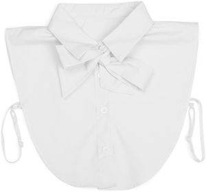 styleBREAKER Damen Blusenkragen Einsatz mit Knopfleiste und Schleife, Kragen für Blusen und Pullover, Schluppenbluse 08020003 , Farbe:Weiß