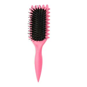 Curl Hair Brush, Lockenbürste , Curl Define Stylingbürste, Wildschweinborsten Bürste, Haarbürste zum Entwirren & Stylen für Frauen, Rot