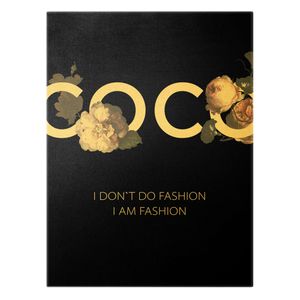 Leinwandbild Gold - COCO - I dont´t do fashion Rosen Schwarz - Hochformat 4:3, Größe HxB:40cm x 30cm
