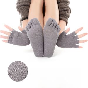 INF Yoga-Socken und Handschuhe-Set. Rutschfest Grau