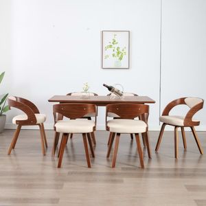 vidaXL Esszimmerstühle 6 Stk. Creme Bugholz und Kunstleder