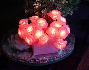 Best Season LED-Lichterkette "Rose Basket" 15 warm white LED Kabel: pink/ pink, LED w/w, Timer, 2,1m, Batterie, 726-30