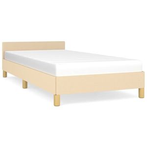 vidaXL Posteľná posteľ s čelom krémová 90x190 cm látka