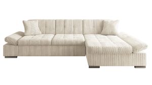 MIRJAN24 Ecksofa Malwi Cord mit Bettkasten und Schlaffunktion, Elegante Couch, Polsterecke (Farbe: Poso 100, Seite: Rechts)