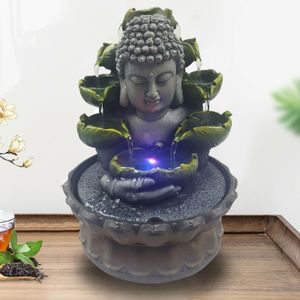 Beleuchteter Zimmerbrunnen Lotus-Buddha mit Glaskugel Zimmer-Brunnen Entspannung 